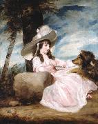 Sir Joshua Reynolds Portrait of Miss Anna Ward with Her Dog oil painting